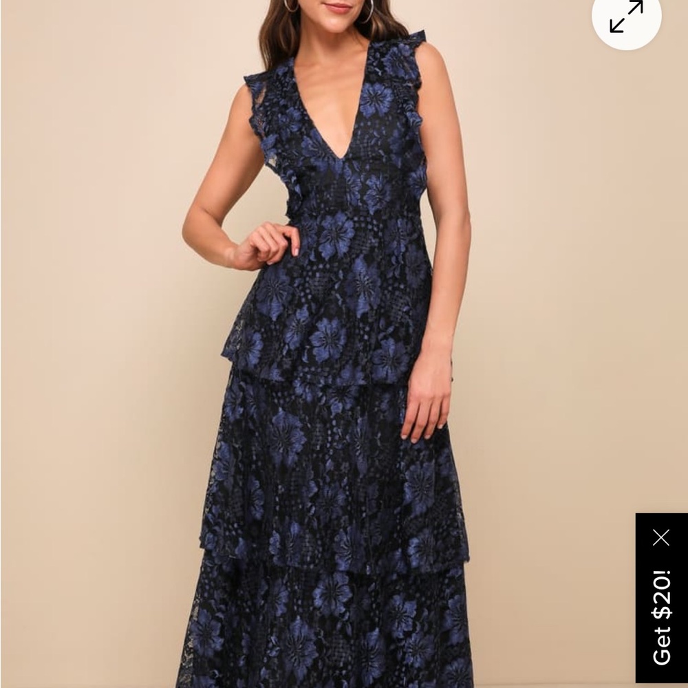 Lulu's Midnight Blue Floral Maxi Dress